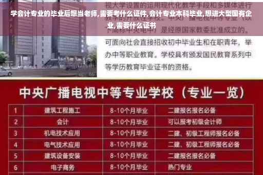 学会计专业的毕业后想当老师,需要考什么证件,会计专业本科毕业,想进大型国有企业,需要什么证书
