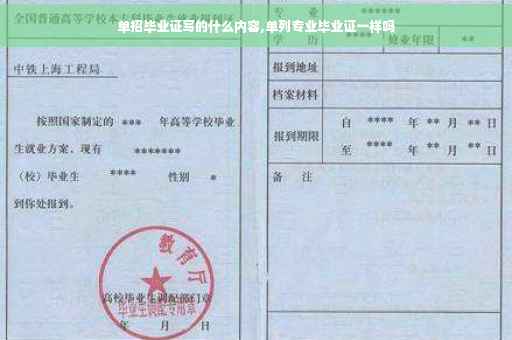 单招毕业证写的什么内容,单列专业毕业证一样吗
