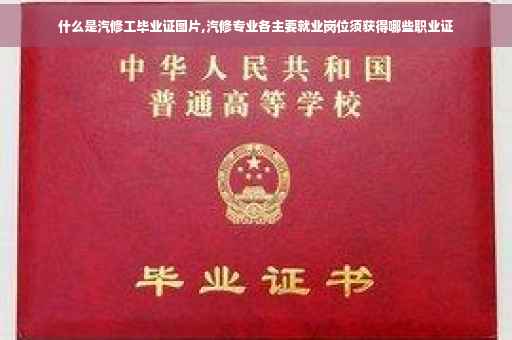 什么是汽修工毕业证图片,汽修专业各主要就业岗位须获得哪些职业证