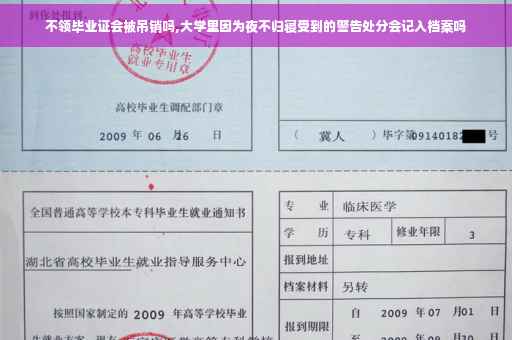 不领毕业证会被吊销吗,大学里因为夜不归寝受到的警告处分会记入档案吗