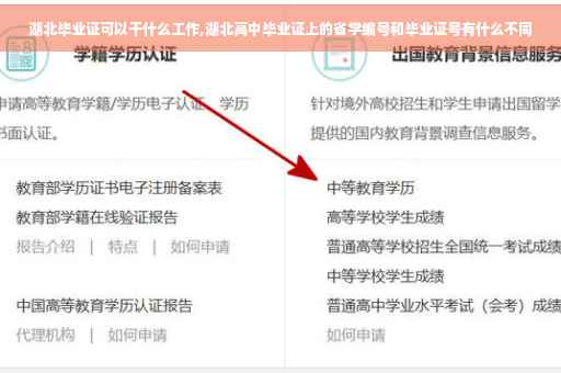 湖北毕业证可以干什么工作,湖北高中毕业证上的省学编号和毕业证号有什么不同