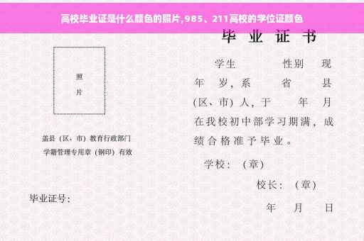 高校毕业证是什么颜色的照片,985、211高校的学位证颜色