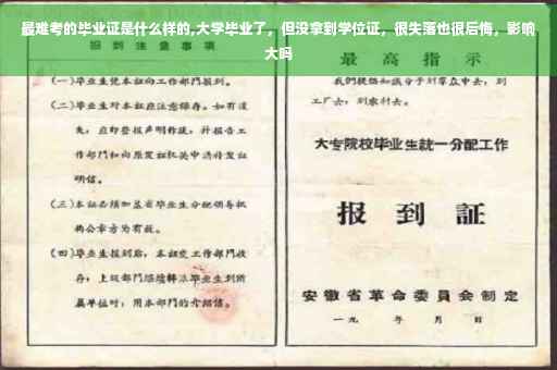 最难考的毕业证是什么样的,大学毕业了，但没拿到学位证，很失落也很后悔，影响大吗