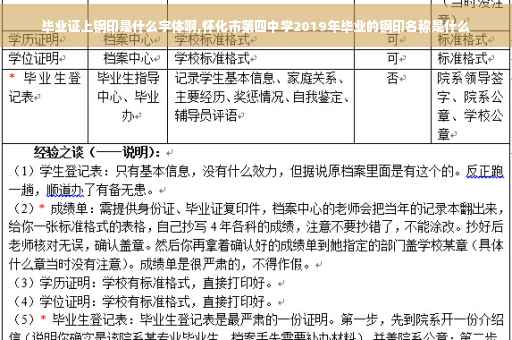 毕业证上钢印是什么字体啊,怀化市第四中学2019年毕业的钢印名称是什么