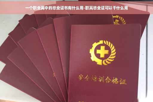一个职业高中的毕业证书有什么用-职高毕业证可以干什么用
