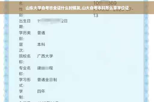 山东大学自考毕业证什么时候发,山大自考本科怎么拿学位证