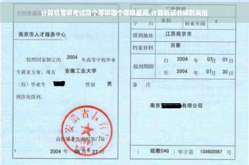 计算机等级考试四个等级哪个等级最高,计算机证书级别高低