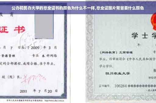 公办和民办大学的毕业证书的颜色为什么不一样,毕业证图片背景要什么颜色