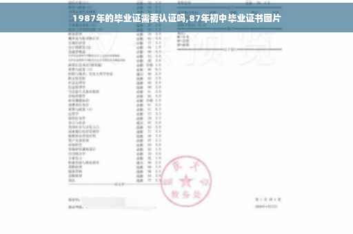 1987年的毕业证需要认证吗,87年初中毕业证书图片