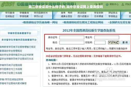 高二毕业证是什么样子的,高中毕业证网上查真假吗