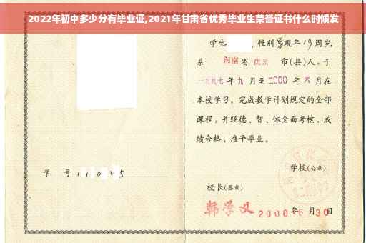 2022年初中多少分有毕业证,2021年甘肃省优秀毕业生荣誉证书什么时候发 2022年初中多少分有毕业证,2021年甘肃省优秀毕业生荣誉证书什么时候发