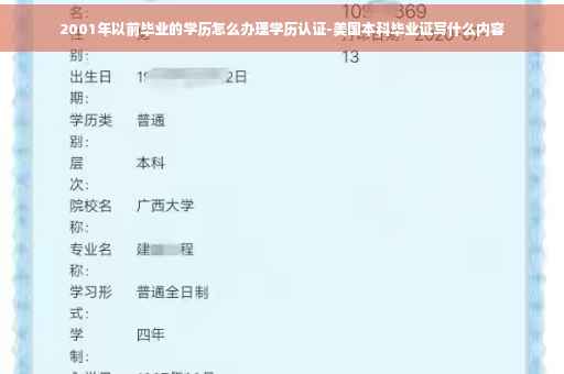 2001年以前毕业的学历怎么办理学历认证-美国本科毕业证写什么内容