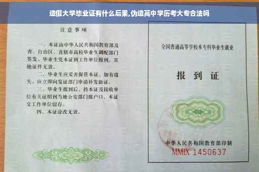 造假大学毕业证有什么后果,伪造高中学历考大专合法吗