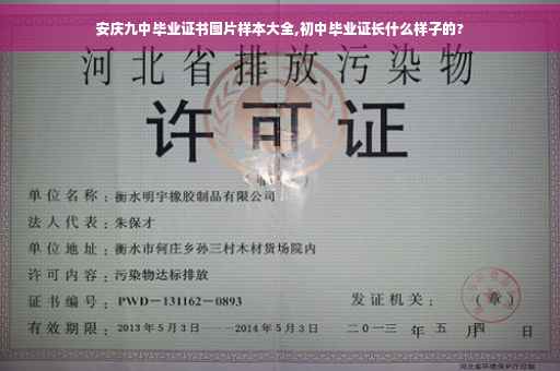 安庆九中毕业证书图片样本大全,初中毕业证长什么样子的?