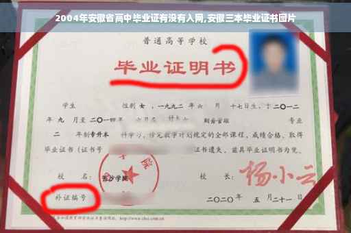 2004年安徽省高中毕业证有没有入网,安徽三本毕业证书图片