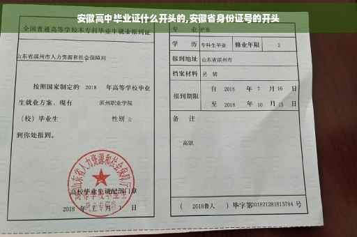 安徽高中毕业证什么开头的,安徽省身份证号的开头