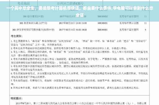 一个高中毕业生，要是想考计算机等级证，都需要什么条件,学电脑可以拿到什么毕业证