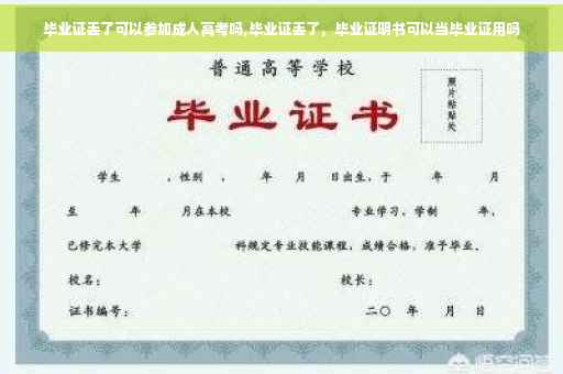 毕业证丢了可以参加成人高考吗,毕业证丢了，毕业证明书可以当毕业证用吗