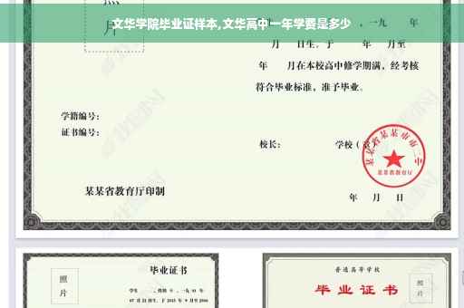 文华学院毕业证样本,文华高中一年学费是多少
