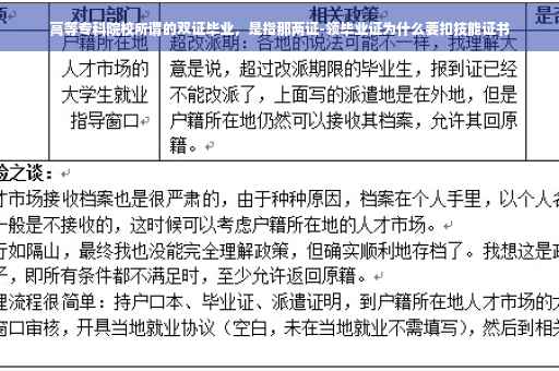 高等专科院校所谓的双证毕业，是指那两证-领毕业证为什么要扣技能证书