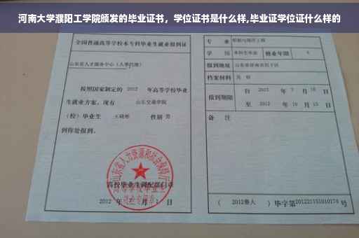 河南大学濮阳工学院颁发的毕业证书，学位证书是什么样,毕业证学位证什么样的