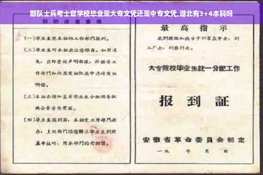部队士兵考士官学校毕业是大专文凭还是中专文凭,湖北有3+4本科吗
