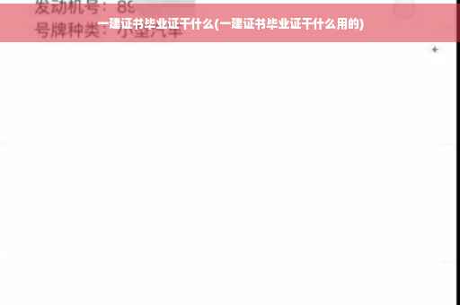 一建证书毕业证干什么(一建证书毕业证干什么用的)