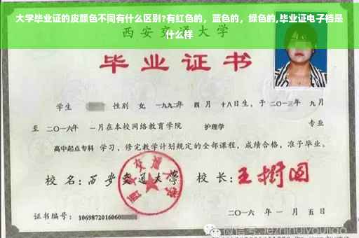 大学毕业证的皮颜色不同有什么区别?有红色的，蓝色的，绿色的,毕业证电子档是什么样