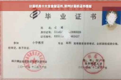 计算机类十大含金量证书,贵州计算机证书模板