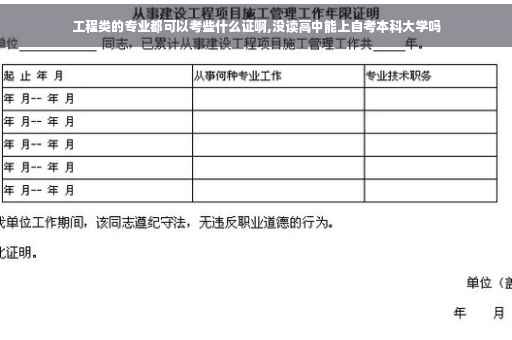 工程类的专业都可以考些什么证啊,没读高中能上自考本科大学吗
