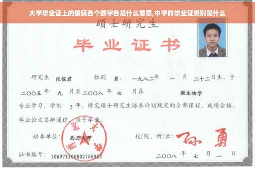 大学毕业证上的编码各个数字各是什么意思,中学的毕业证类别是什么