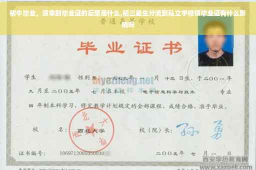 初中毕业，没拿到毕业证的后果是什么,初三差生分流到私立学校领毕业证有什么影响吗