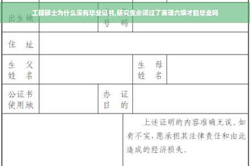 工程硕士为什么没有毕业证书,研究生必须过了英语六级才能毕业吗