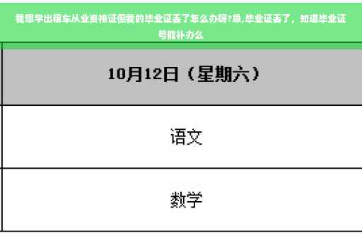 我想学出租车从业资格证但我的毕业证丢了怎么办呀?急,毕业证丢了，知道毕业证号能补办么