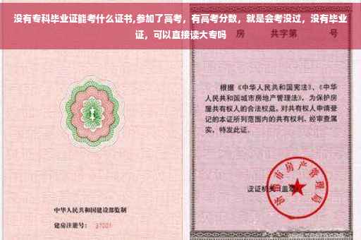 没有专科毕业证能考什么证书,参加了高考，有高考分数，就是会考没过，没有毕业证，可以直接读大专吗