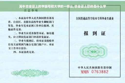 高中毕业证上的学籍号和大学的一样么,毕业证上印的是什么字