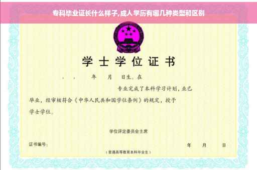 专科毕业证长什么样子,成人学历有哪几种类型和区别