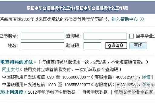 没初中毕业证能找什么工作(没初中毕业证能找什么工作呢)
