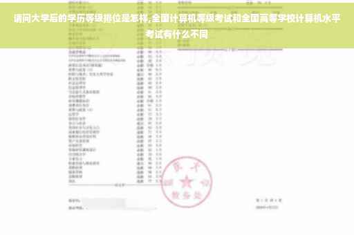 请问大学后的学历等级排位是怎样,全国计算机等级考试和全国高等学校计算机水平考试有什么不同