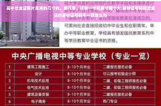 高中毕业证照片是用的几寸的。要几张。还有一寸和两寸哪个大,身份证号码和毕业证的身份证号码不一致怎么办