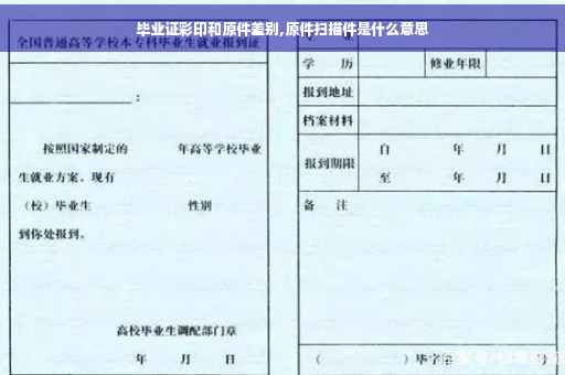 毕业证彩印和原件差别,原件扫描件是什么意思