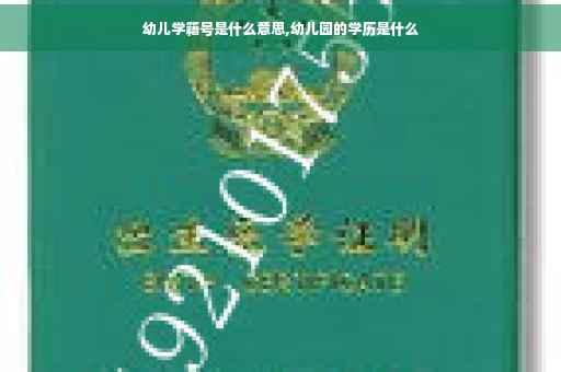 幼儿学籍号是什么意思,幼儿园的学历是什么