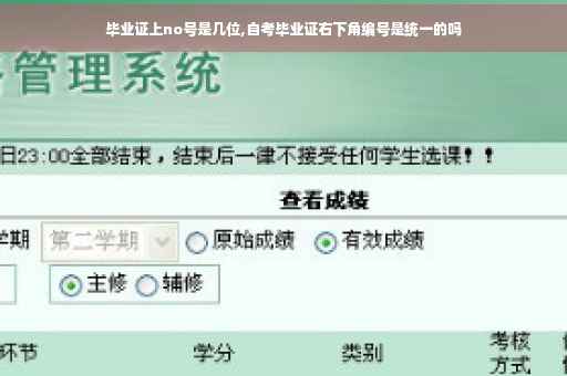 毕业证上no号是几位,自考毕业证右下角编号是统一的吗