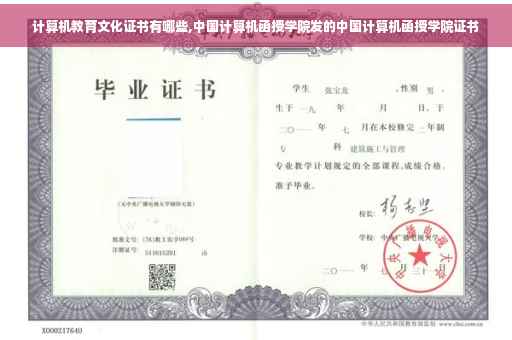 计算机教育文化证书有哪些,中国计算机函授学院发的中国计算机函授学院证书