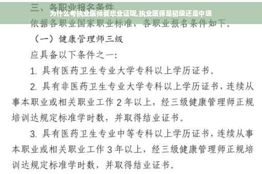 为什么考执业医师要毕业证呢,执业医师是初级还是中级