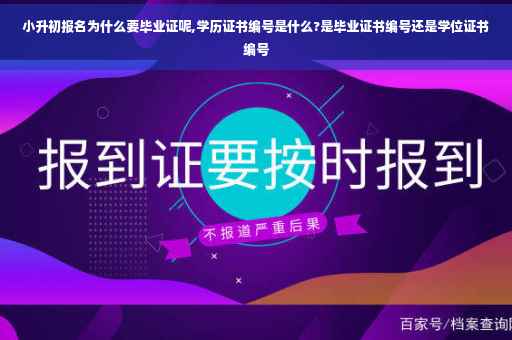 小升初报名为什么要毕业证呢,学历证书编号是什么?是毕业证书编号还是学位证书编号