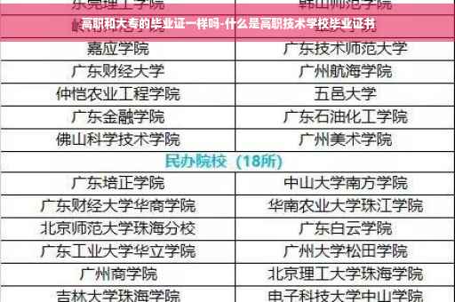 高职和大专的毕业证一样吗-什么是高职技术学校毕业证书