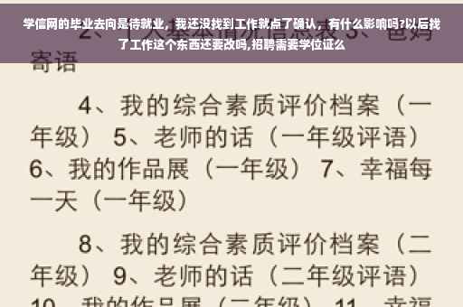 学信网的毕业去向是待就业，我还没找到工作就点了确认，有什么影响吗?以后找了工作这个东西还要改吗,招聘需要学位证么