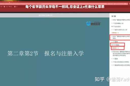 每个省学籍开头字母不一样吗,毕业证上s代表什么意思