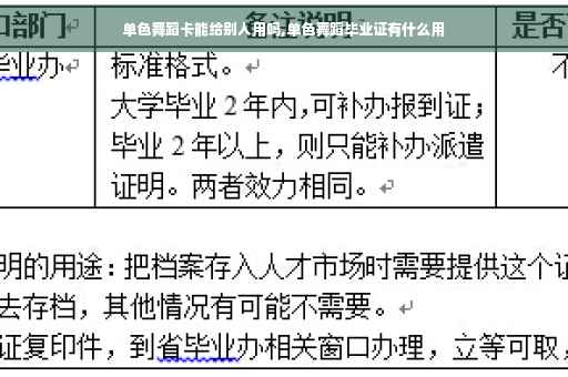 单色舞蹈卡能给别人用吗,单色舞蹈毕业证有什么用